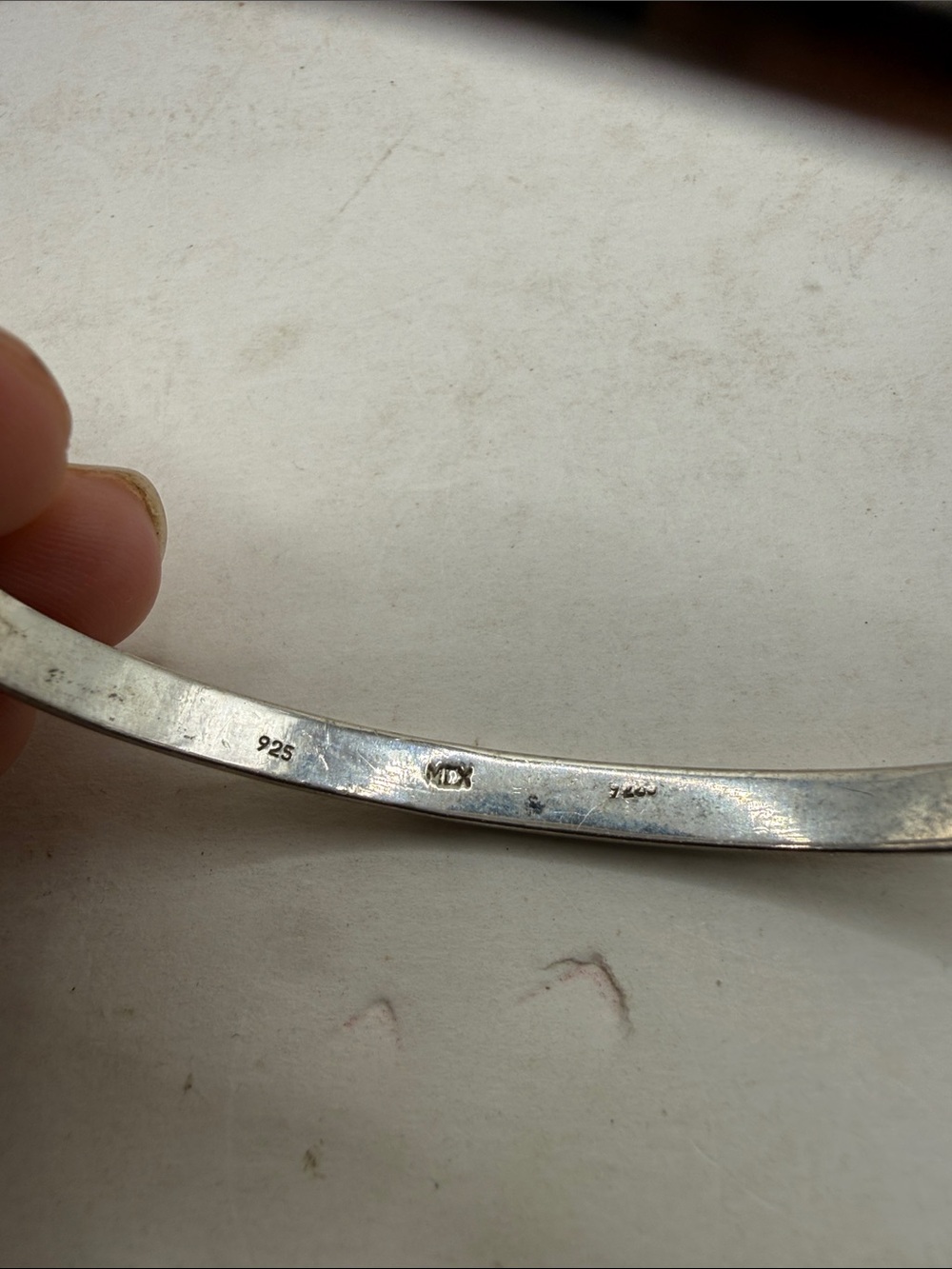 Vtg Silver 925 Hinged Bangle Bracelet Rainbow Opal Inlay Wavy Mexico Taxco? - Picture 9 of 16